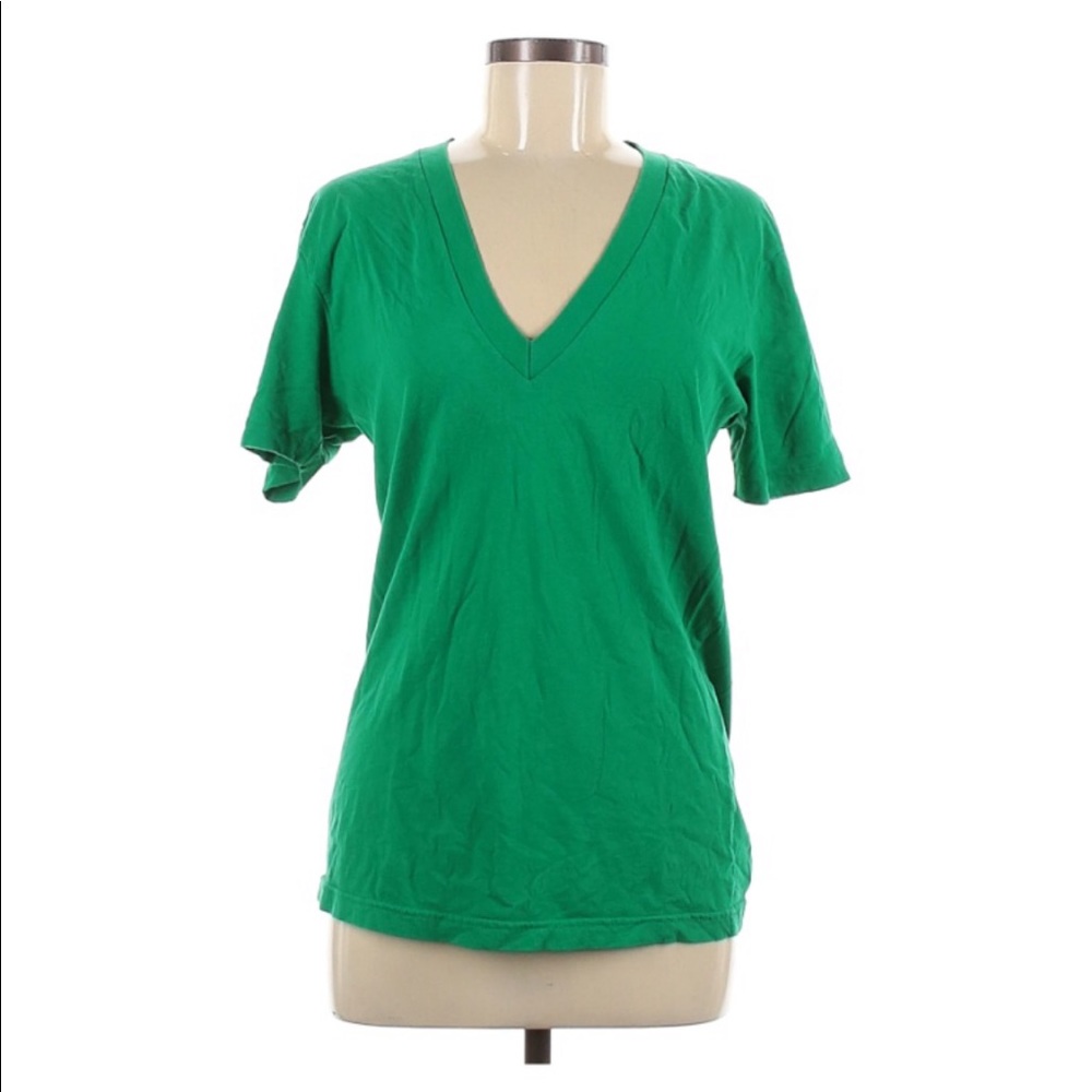 American Apparel M Green Long Sleeve Tee V-Neck